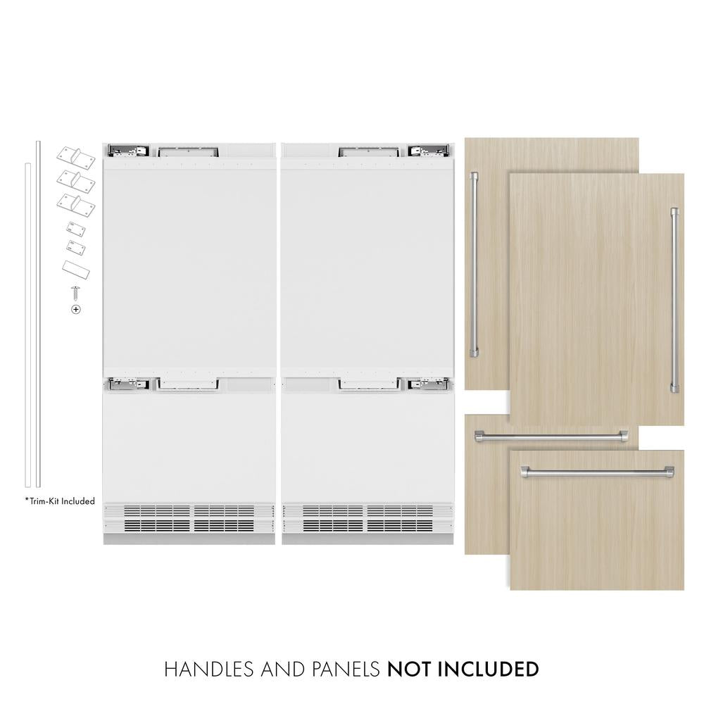 ZLINE 72 in. 39.6 cu. ft. Panel Ready French Door Built-In Bottom Freezer Refrigerator with Water Dispensers and Ice Makers (RBIT-72) RBIT72