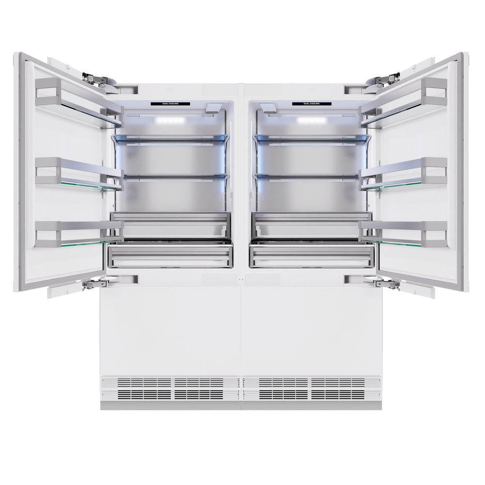 ZLINE 72 in. 39.6 cu. ft. Panel Ready French Door Built-In Bottom Freezer Refrigerator with Water Dispensers and Ice Makers (RBIT-72) RBIT72