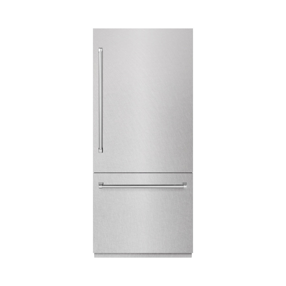 ZLINE 36 in. 19.8 cu. ft. Built-In Bottom Freezer Refrigerator with Water Dispenser and Ice Maker in DuraSnow® Stainless Steel (RBIT-SN-36) RBITSN36