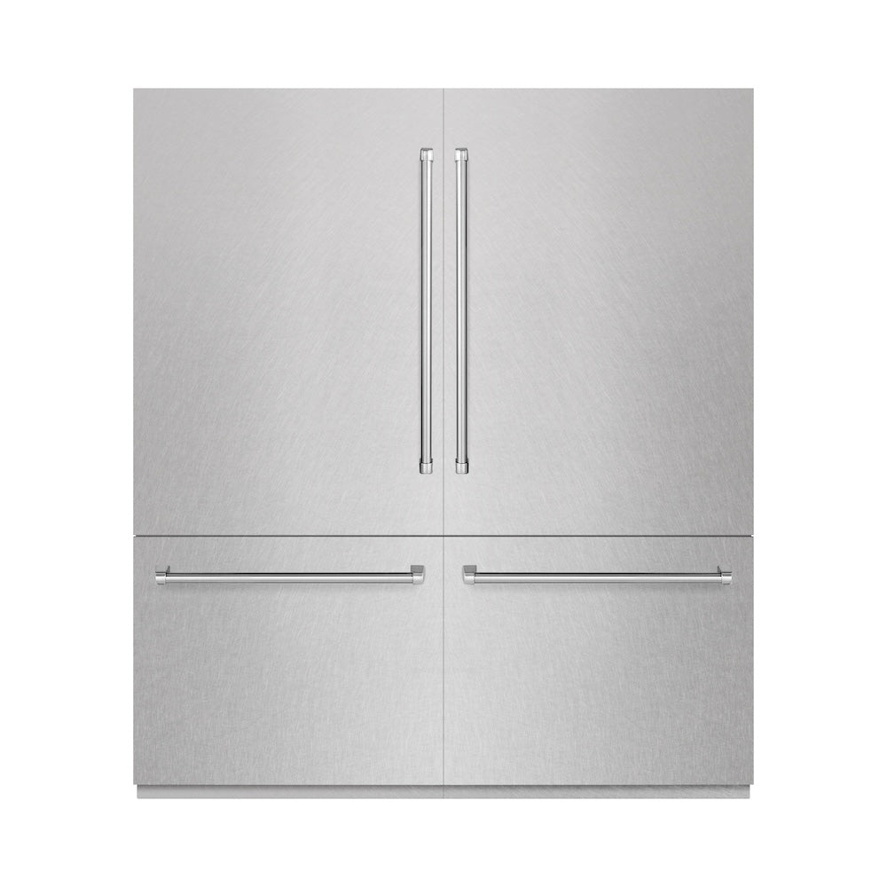 ZLINE 72 in. 39.6 cu. ft. French Door Built-In Bottom Freezer Refrigerator with Water Dispensers and Ice Makers in DuraSnow® Stainless Steel (RBIT-SN-72) RBITSN72
