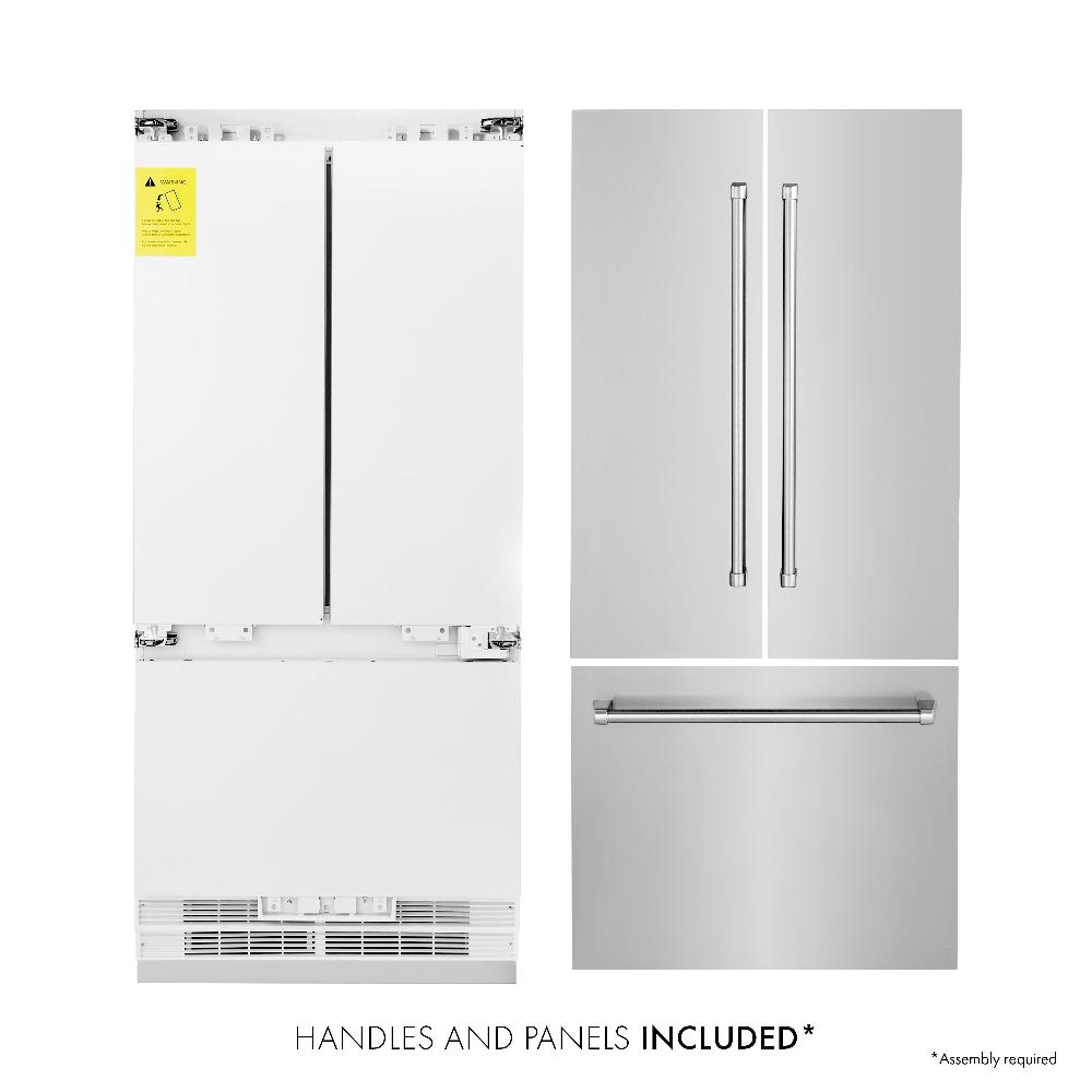 36"19.6 cu. ft. Built-In 3-Door French Door Refrigerator with Internal Water and Ice Dispenser in Stainless Steel RBIV30436