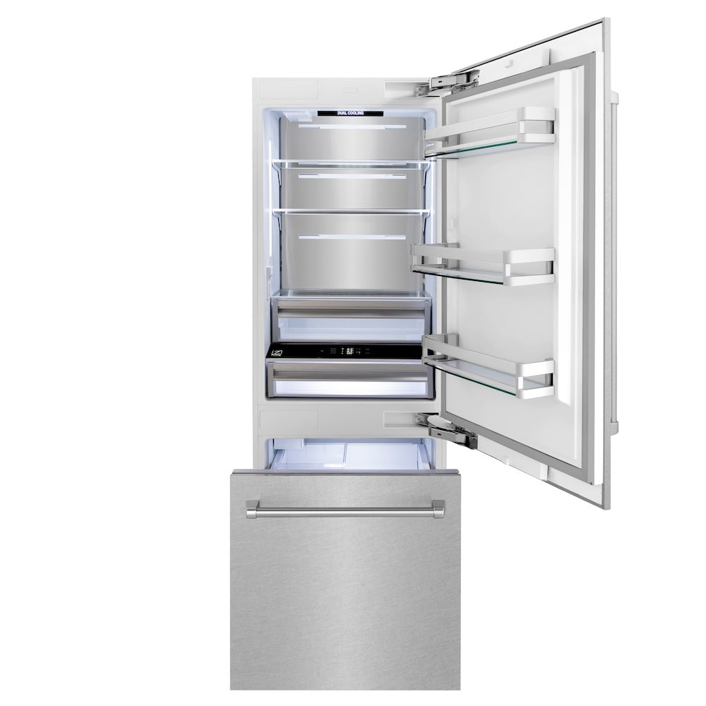 30"16.1 cu. ft. Built-In 2-Door Bottom Freezer Refrigerator with Internal Water and Ice Dispenser in Fingerprint Resistant Stainless Steel RBIVSN30