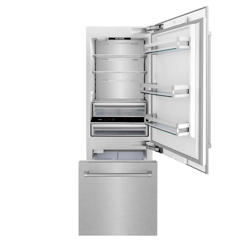 30"16.1 cu. ft. Built-In 2-Door Bottom Freezer Refrigerator with Internal Water and Ice Dispenser in Fingerprint Resistant Stainless Steel RBIVSN30