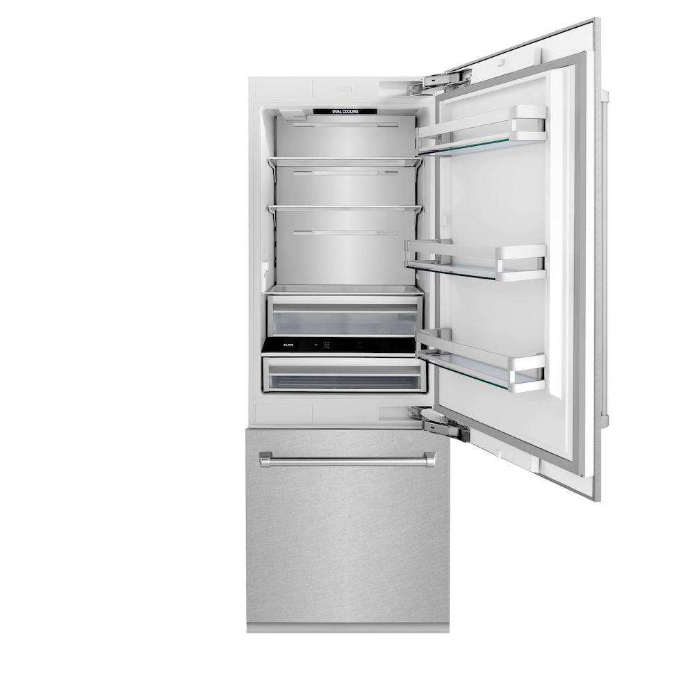 30"16.1 cu. ft. Built-In 2-Door Bottom Freezer Refrigerator with Internal Water and Ice Dispenser in Fingerprint Resistant Stainless Steel RBIVSN30