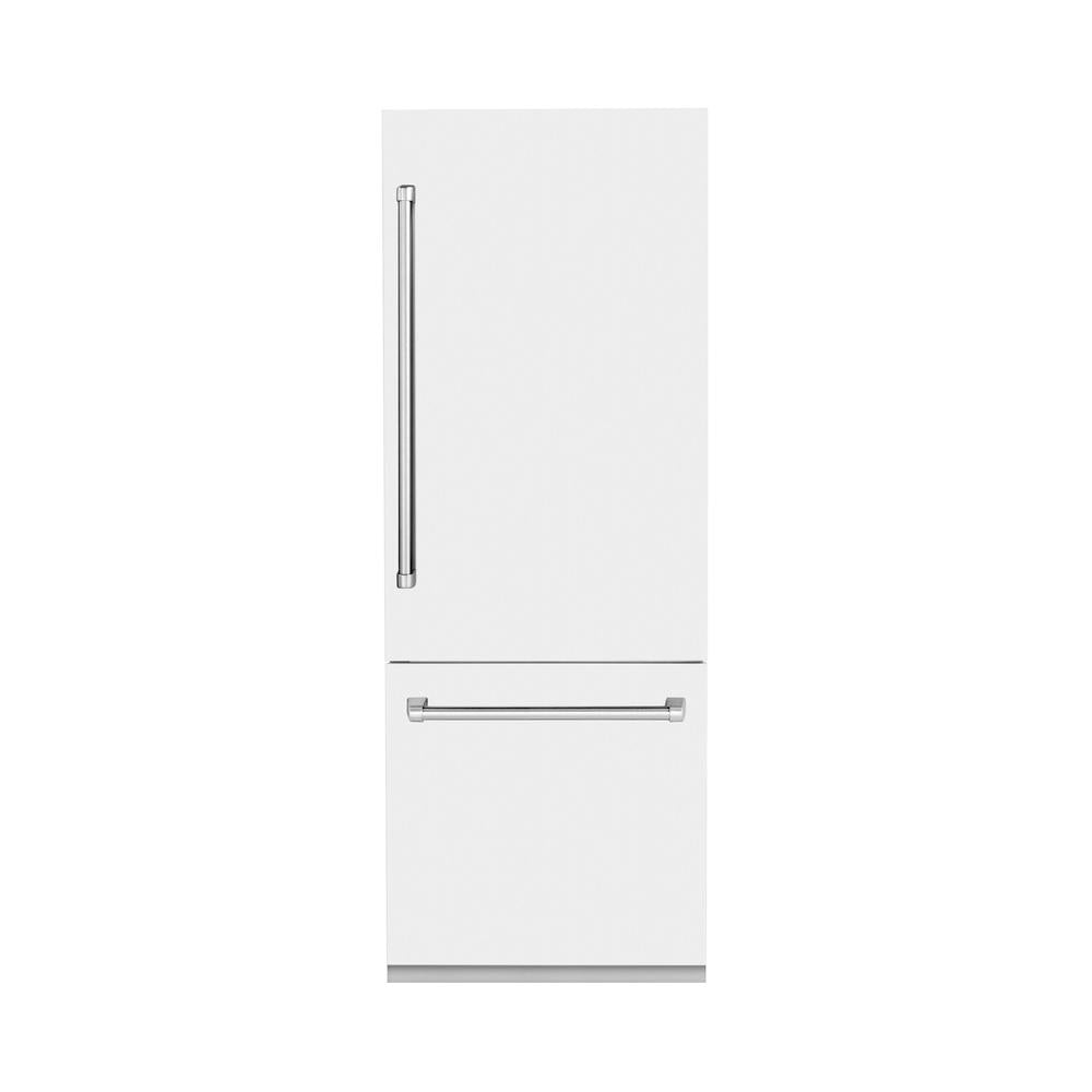 30"16.1 cu. ft. Built-In 2-Door Bottom Freezer Refrigerator with Internal Water and Ice Dispenser in White Matte RBIVWM30