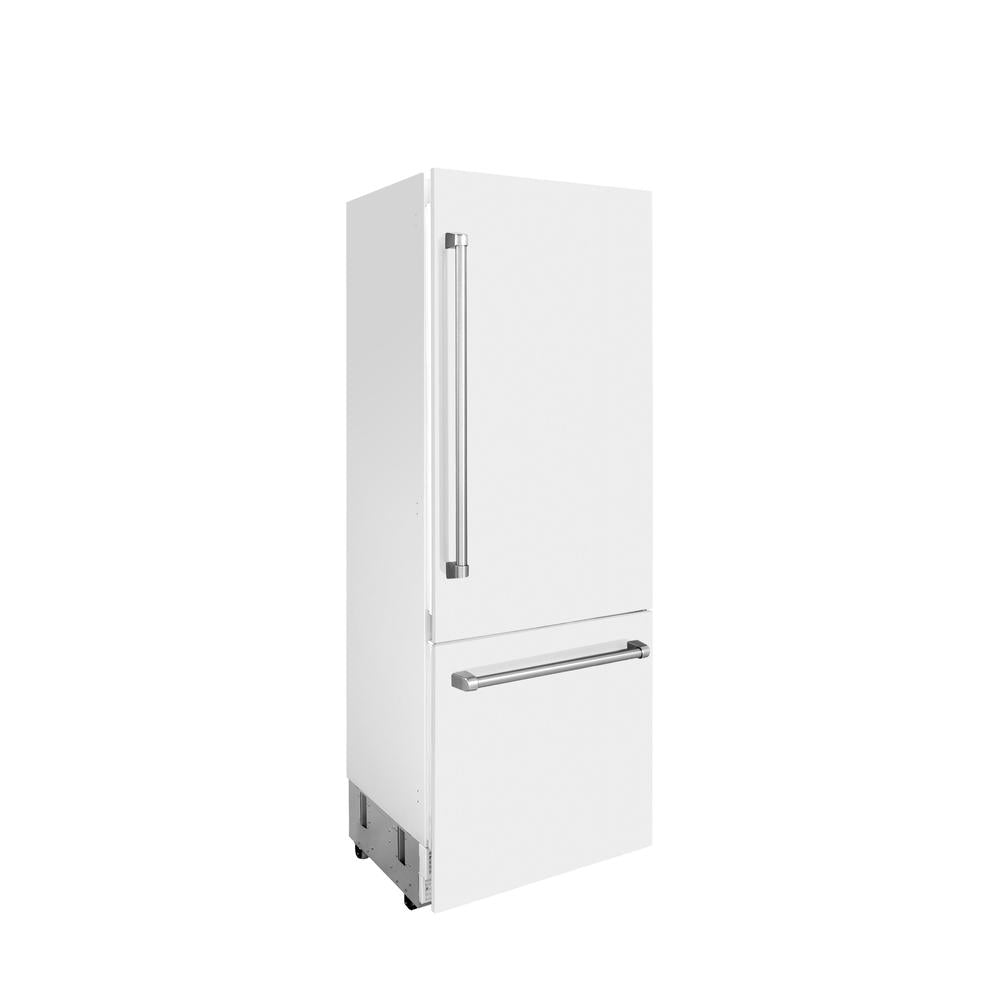 30"16.1 cu. ft. Built-In 2-Door Bottom Freezer Refrigerator with Internal Water and Ice Dispenser in White Matte RBIVWM30