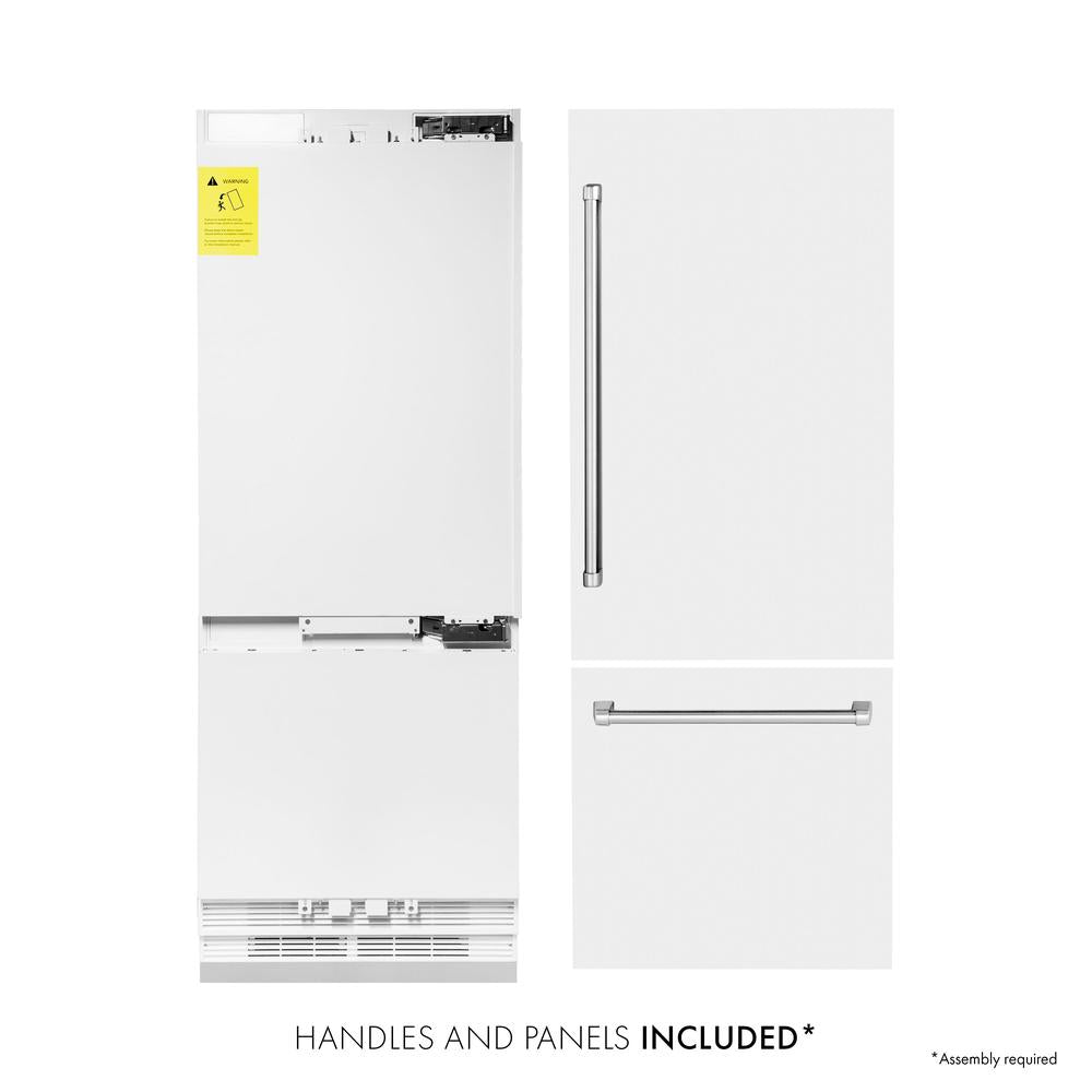 30"16.1 cu. ft. Built-In 2-Door Bottom Freezer Refrigerator with Internal Water and Ice Dispenser in White Matte RBIVWM30