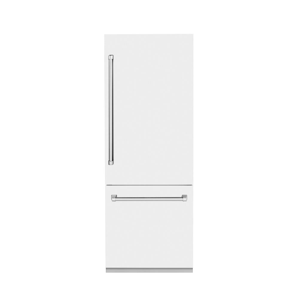 30"16.1 cu. ft. Built-In 2-Door Bottom Freezer Refrigerator with Internal Water and Ice Dispenser in White Matte RBIVWM30
