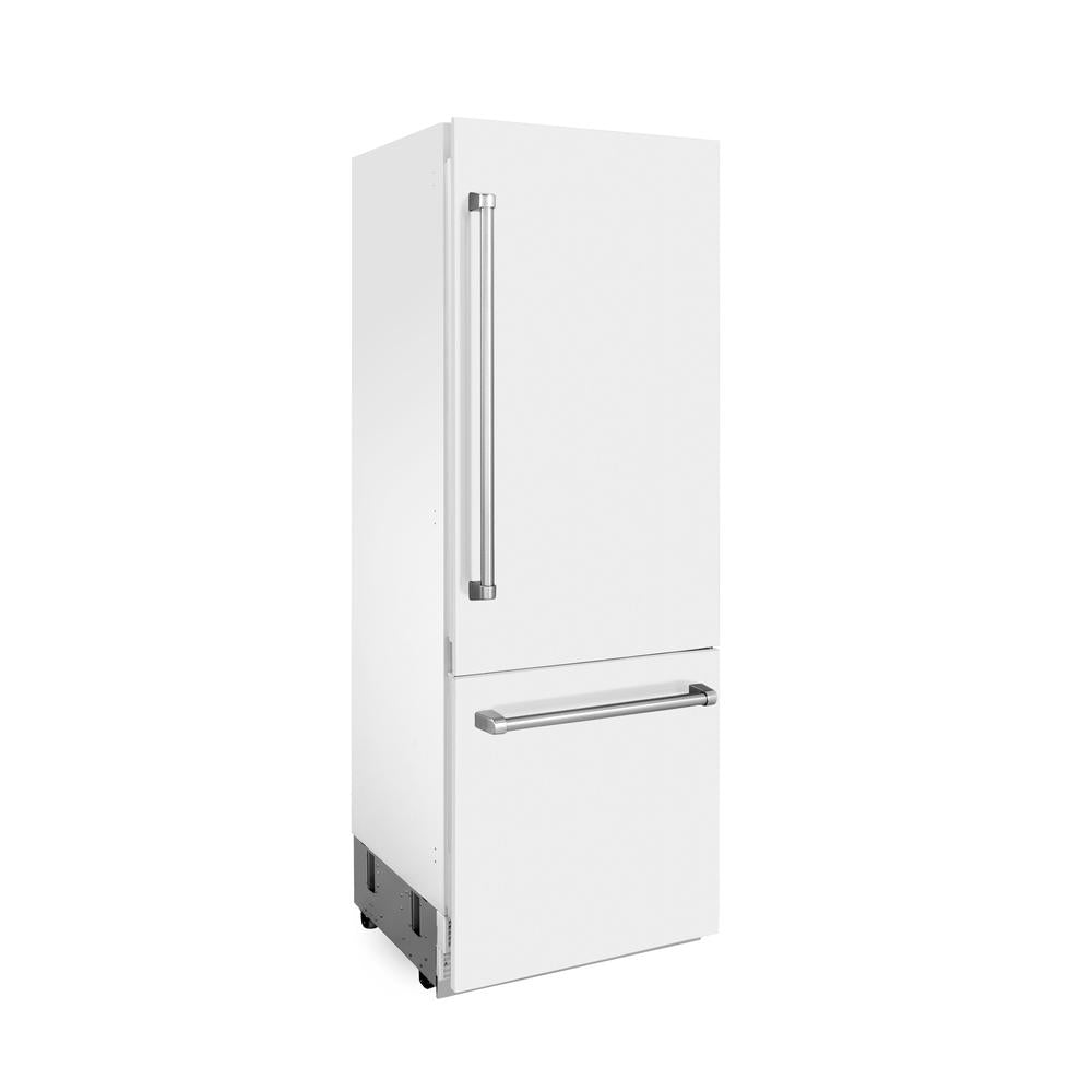 30"16.1 cu. ft. Built-In 2-Door Bottom Freezer Refrigerator with Internal Water and Ice Dispenser in White Matte RBIVWM30