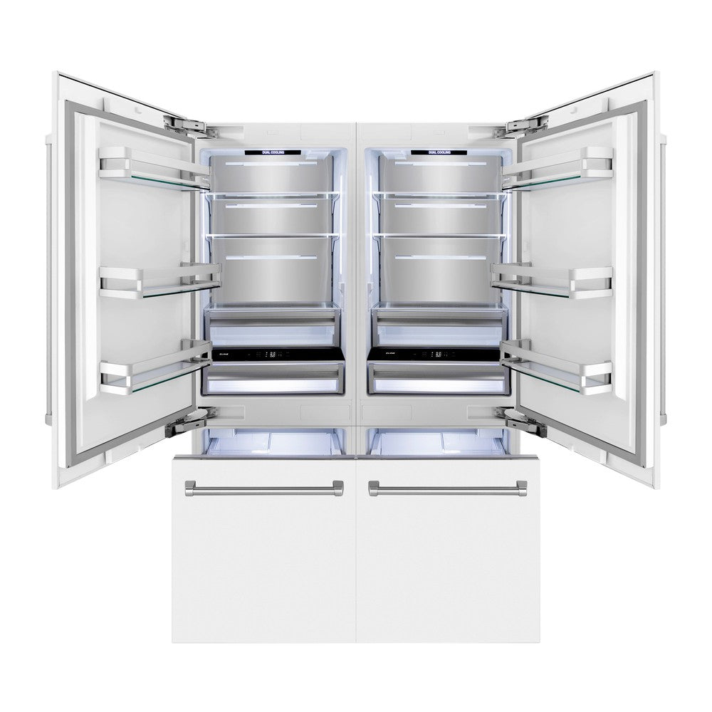 60"32.2 cu. ft. Built-In 4-Door French Door Refrigerator with Internal Water and Ice Dispenser in White Matte RBIVWM60