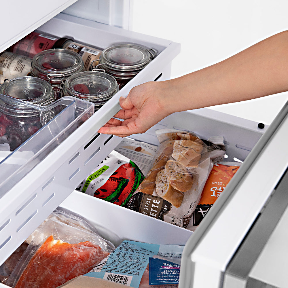 ZLINE Autograph Edition 30 in. 16.1 cu. ft. Panel Ready Built-In Bottom Freezer Refrigerator with Water Dispenser and Ice Maker with Champagne Bronze Accents (RBIVZ-30-CB) RBIVZ30CB