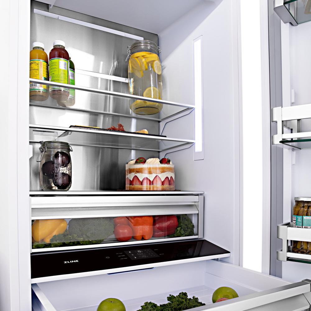 ZLINE Autograph Edition 30 in. 16.1 cu. ft. Panel Ready Built-In Bottom Freezer Refrigerator with Water Dispenser and Ice Maker with Champagne Bronze Accents (RBIVZ-30-CB) RBIVZ30CB