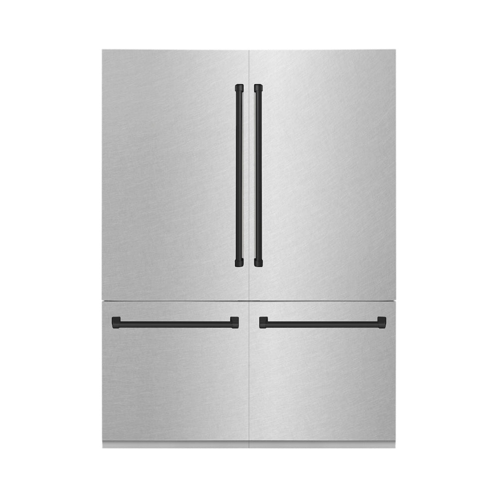 60"Autograph Edition 32.2 cu. ft. Built-in 4-Door French Door Refrigerator with Internal Water and Ice Dispenser in Fingerprint Resistant Stainless Steel with Matte Black Accents RBIVZSN60MB