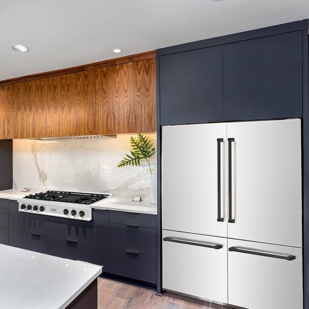 60"Autograph Edition 32.2 cu. ft. Built-in 4-Door French Door Refrigerator with Internal Water and Ice Dispenser in Fingerprint Resistant Stainless Steel with Matte Black Accents RBIVZSN60MB