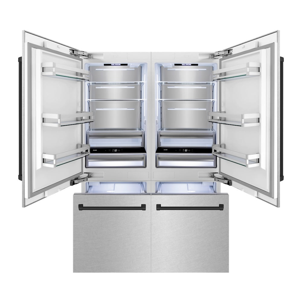 60"Autograph Edition 32.2 cu. ft. Built-in 4-Door French Door Refrigerator with Internal Water and Ice Dispenser in Fingerprint Resistant Stainless Steel with Matte Black Accents RBIVZSN60MB