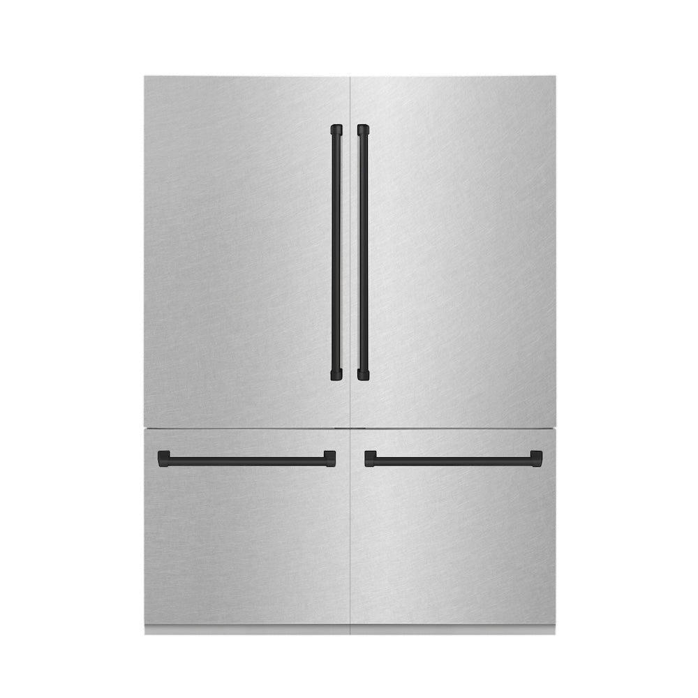 60"Autograph Edition 32.2 cu. ft. Built-in 4-Door French Door Refrigerator with Internal Water and Ice Dispenser in Fingerprint Resistant Stainless Steel with Matte Black Accents RBIVZSN60MB