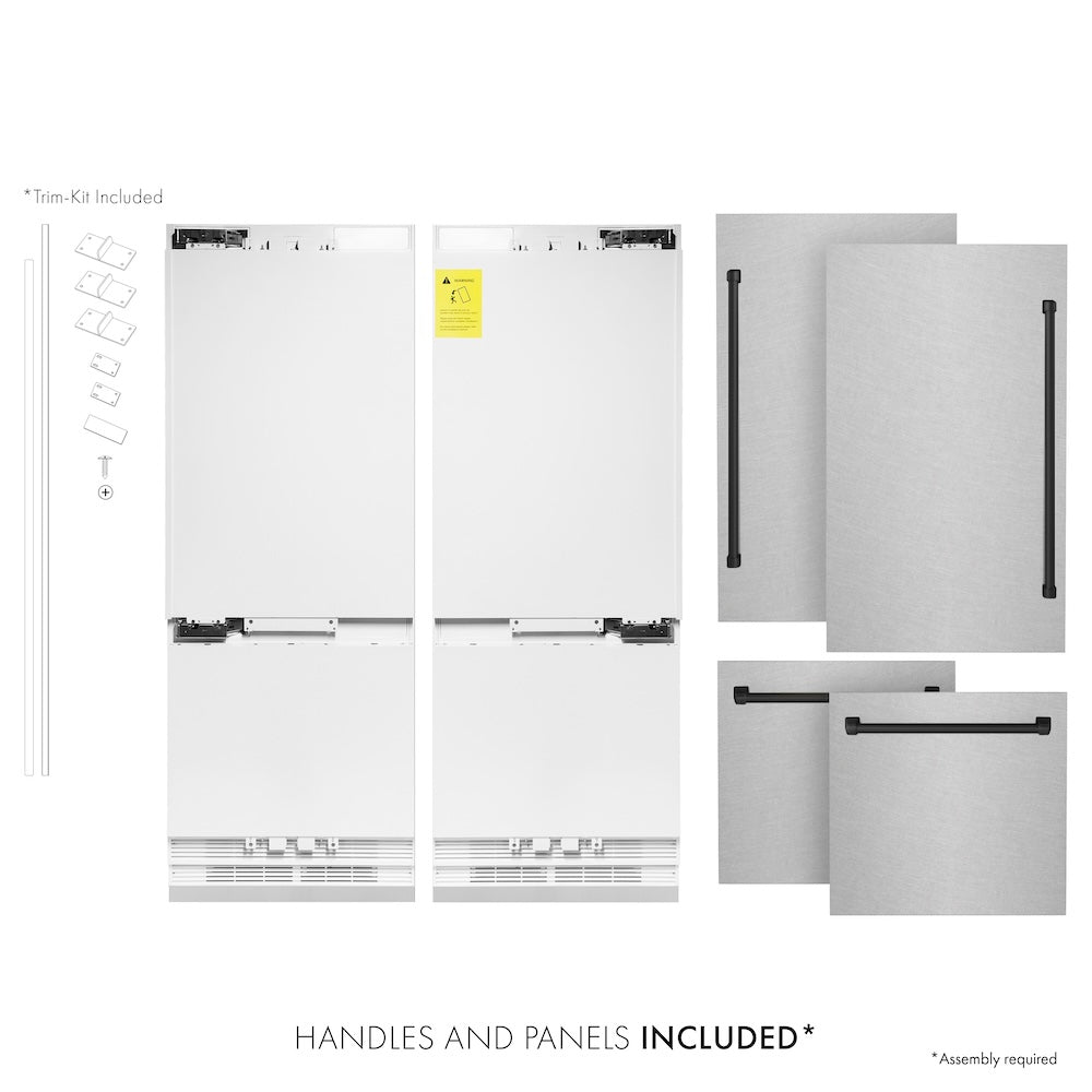 60"Autograph Edition 32.2 cu. ft. Built-in 4-Door French Door Refrigerator with Internal Water and Ice Dispenser in Fingerprint Resistant Stainless Steel with Matte Black Accents RBIVZSN60MB