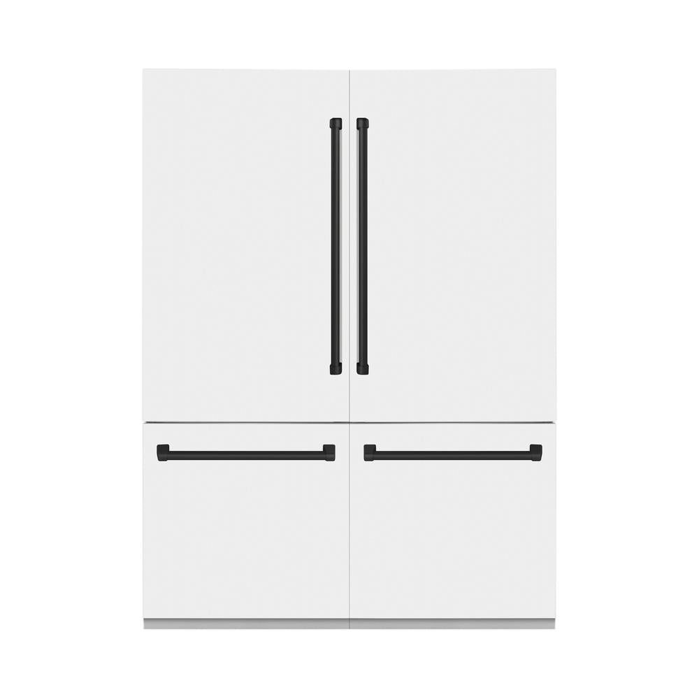 60"Autograph Edition 32.2 cu. ft. Built-in 4-Door French Door Refrigerator with Internal Water and Ice Dispenser in White Matte with Matte Black Accents RBIVZWM60MB