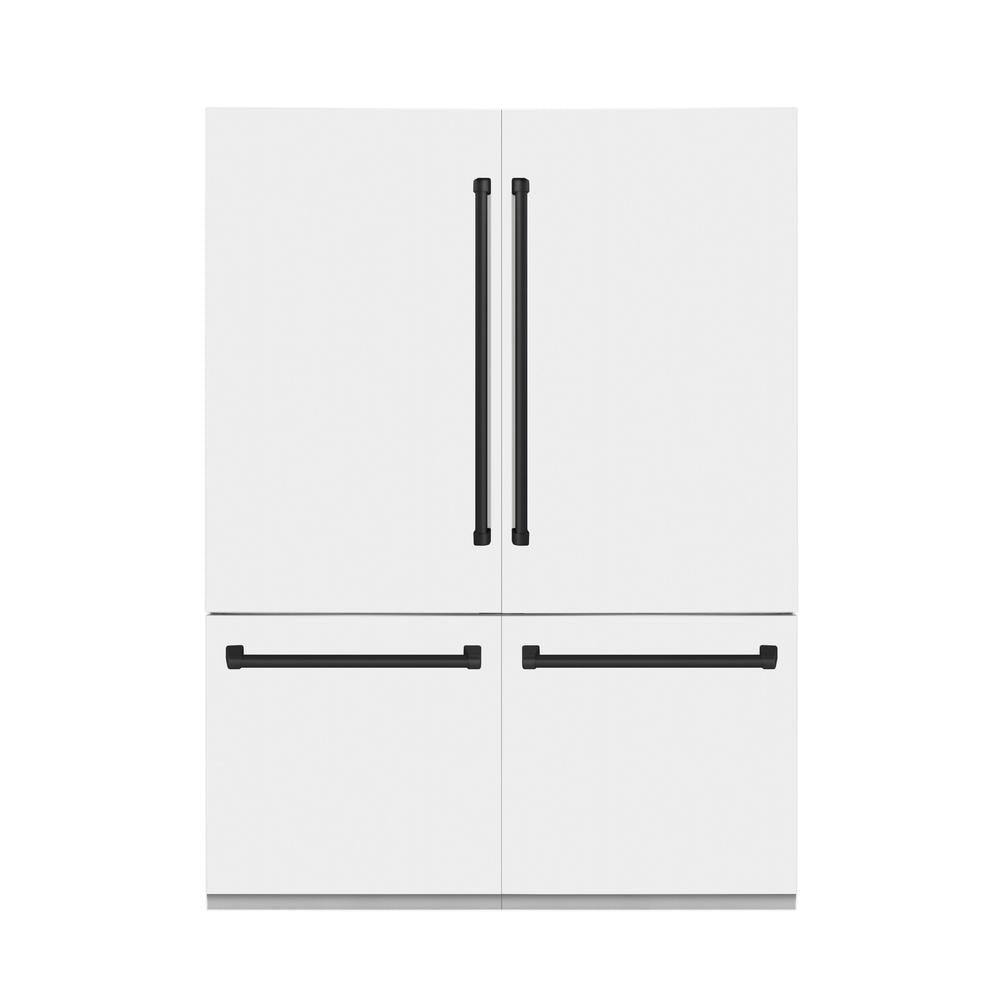 60"Autograph Edition 32.2 cu. ft. Built-in 4-Door French Door Refrigerator with Internal Water and Ice Dispenser in White Matte with Matte Black Accents RBIVZWM60MB