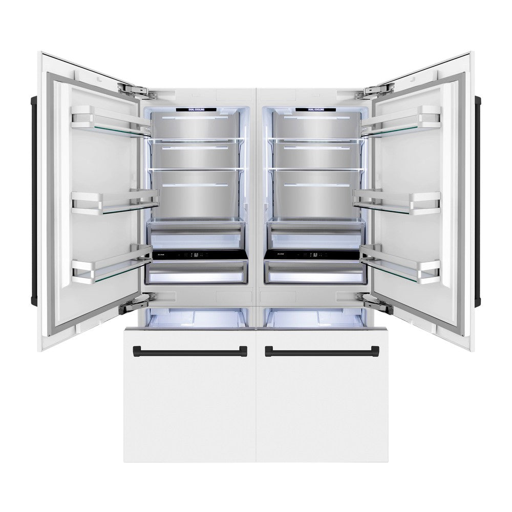 60"Autograph Edition 32.2 cu. ft. Built-in 4-Door French Door Refrigerator with Internal Water and Ice Dispenser in White Matte with Matte Black Accents RBIVZWM60MB