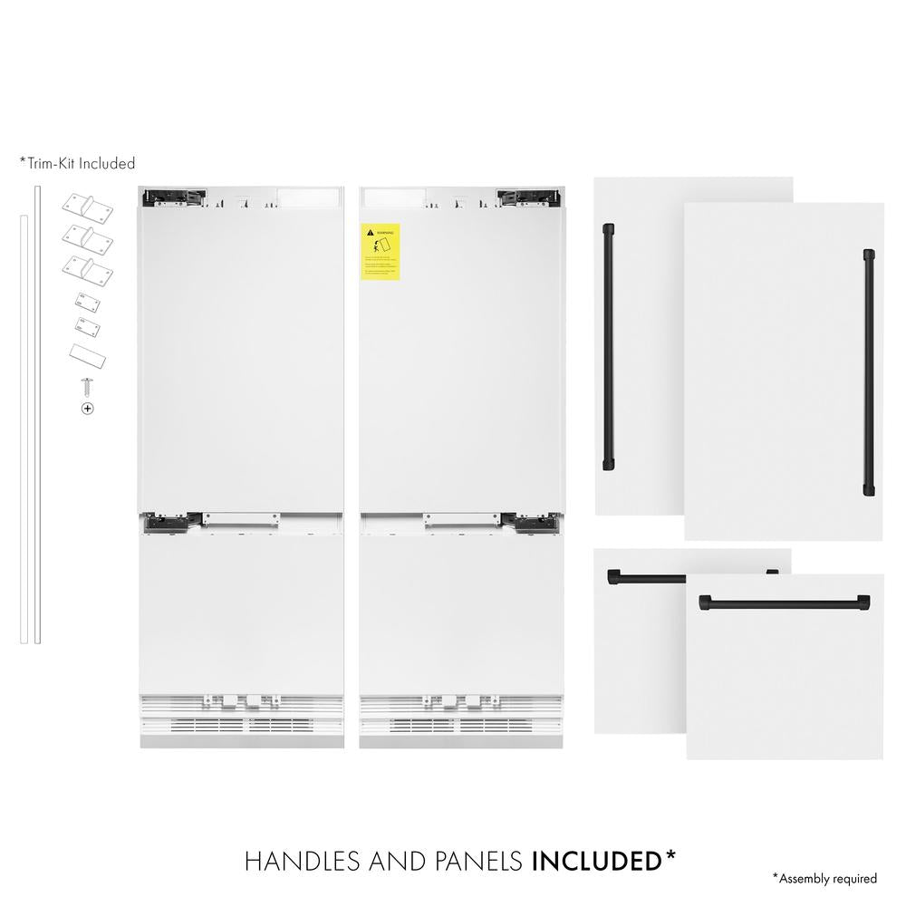 60"Autograph Edition 32.2 cu. ft. Built-in 4-Door French Door Refrigerator with Internal Water and Ice Dispenser in White Matte with Matte Black Accents RBIVZWM60MB