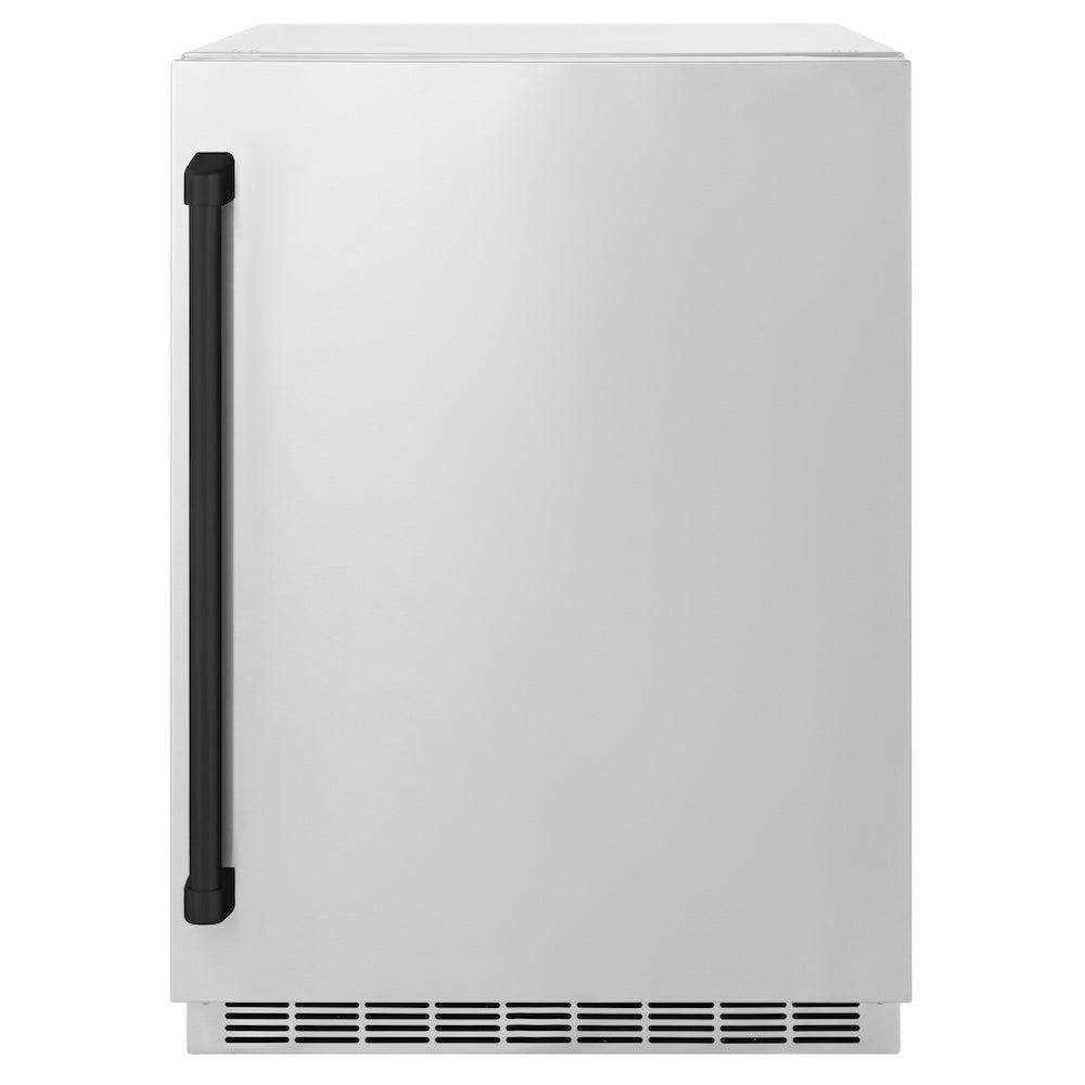 AutographEdition 24 in. Touchstone 151 Can Beverage Fridge With Solid Stainless Steel Door And Matte Black Handle RBSOZST24MB
