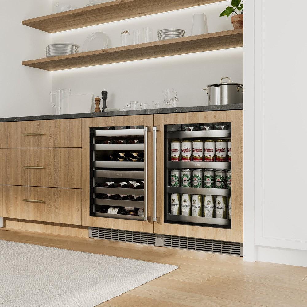 24in. Touchstone 151 Can Beverage Fridge With Panel Ready Glass Door RBSPO24