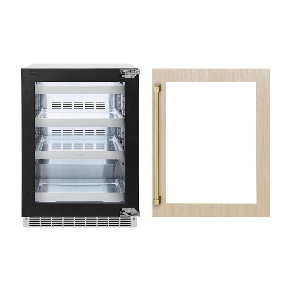 AutographEdition 24 in. Touchstone 151 Can Beverage Fridge With Panel Ready Glass Door And Champagne Bronze Handle RBSPOZ24CB