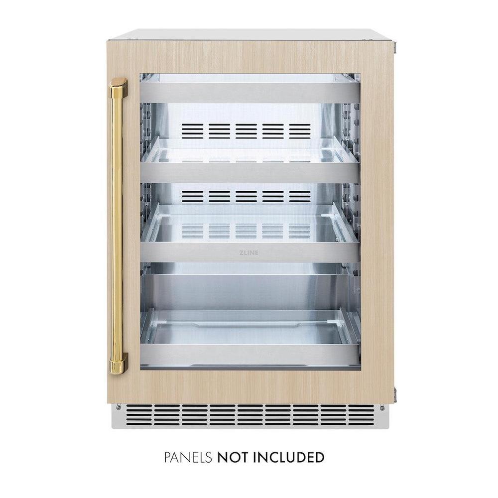 AutographEdition 24 in. Touchstone 151 Can Beverage Fridge With Panel Ready Glass Door And Polished Gold Handle RBSPOZ24G