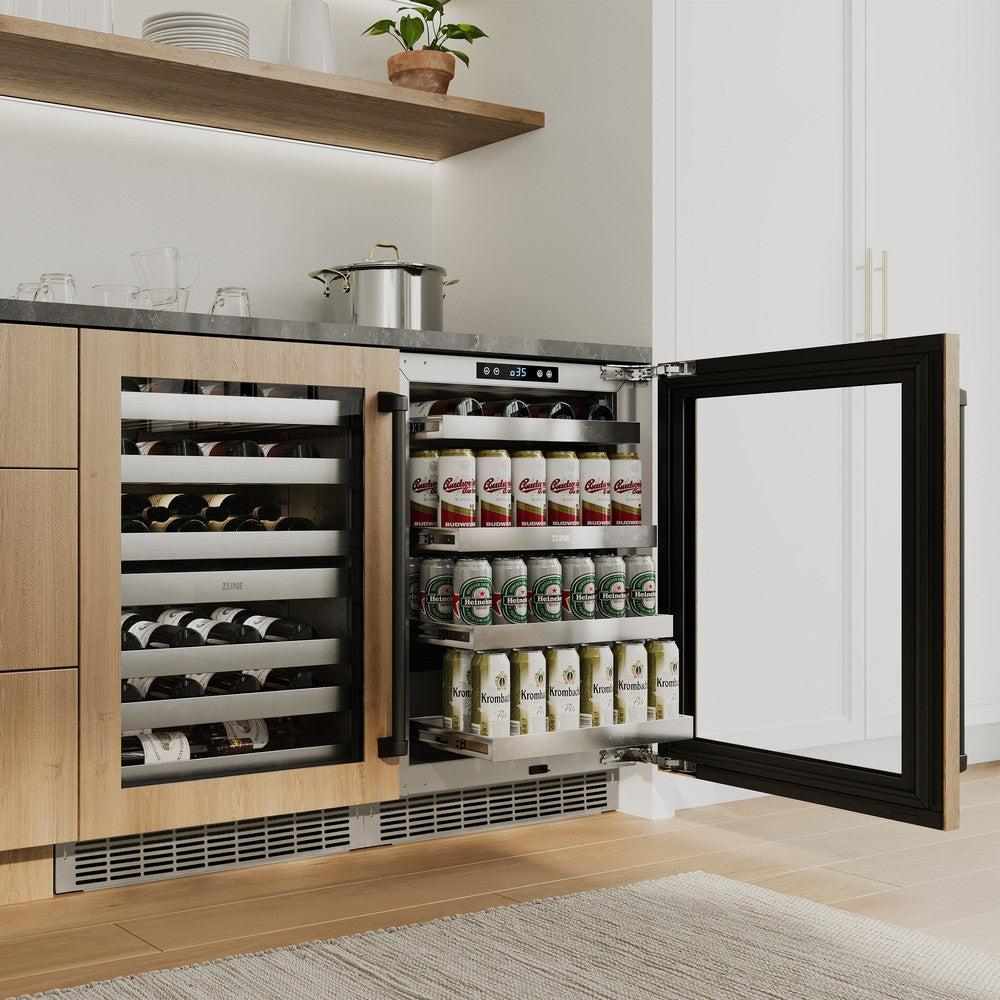 AutographEdition 24 in. Touchstone 151 Can Beverage Fridge With Panel Ready Glass Door And Matte Black Handle RBSPOZ24MB