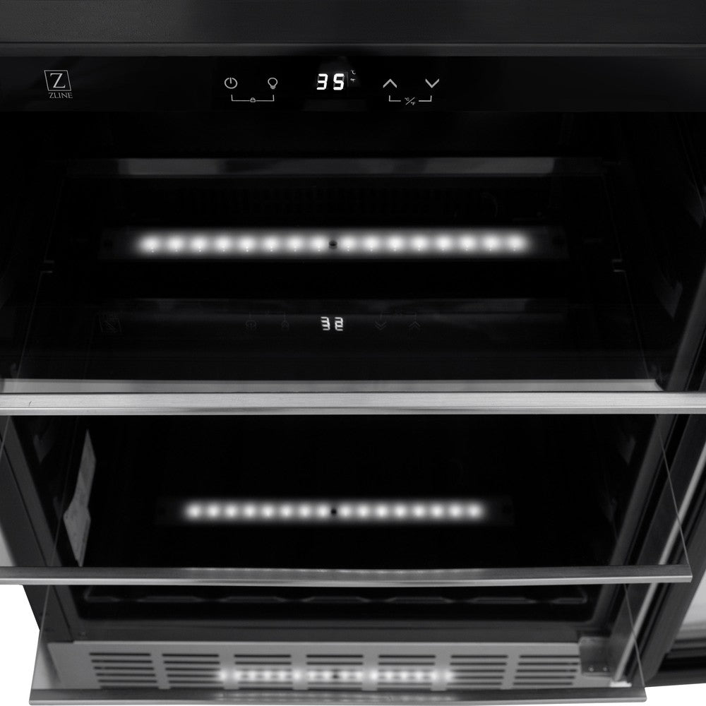 24"Monument Autograph Edition 154 Can Beverage Fridge in Stainless Steel with Champagne Bronze Accents RBVZUS24CB