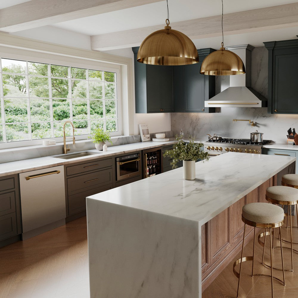 24"Monument Autograph Edition 154 Can Beverage Fridge in Stainless Steel with Champagne Bronze Accents RBVZUS24CB