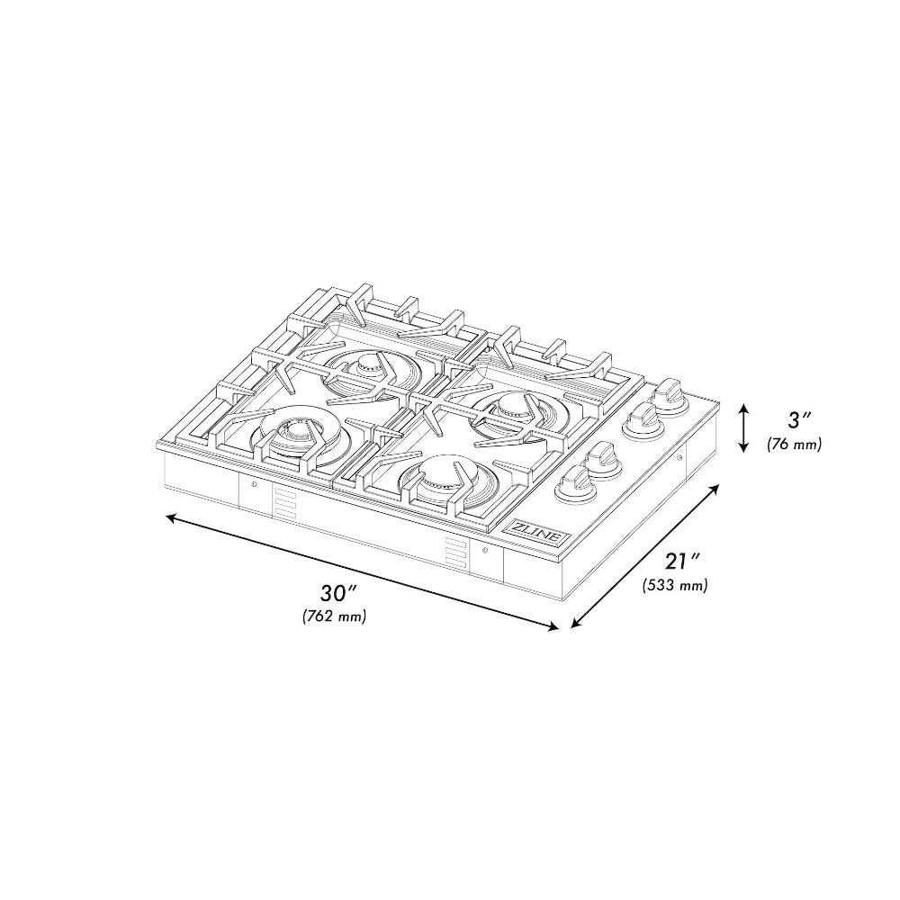 30 In. Gas Cooktop With 4 Gas Burners RC30