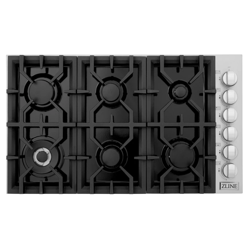 ZLINE 36" Dropin Gas Stovetop with 6 Gas Burners and Porcelain Top Black RC36PBT Picture 1