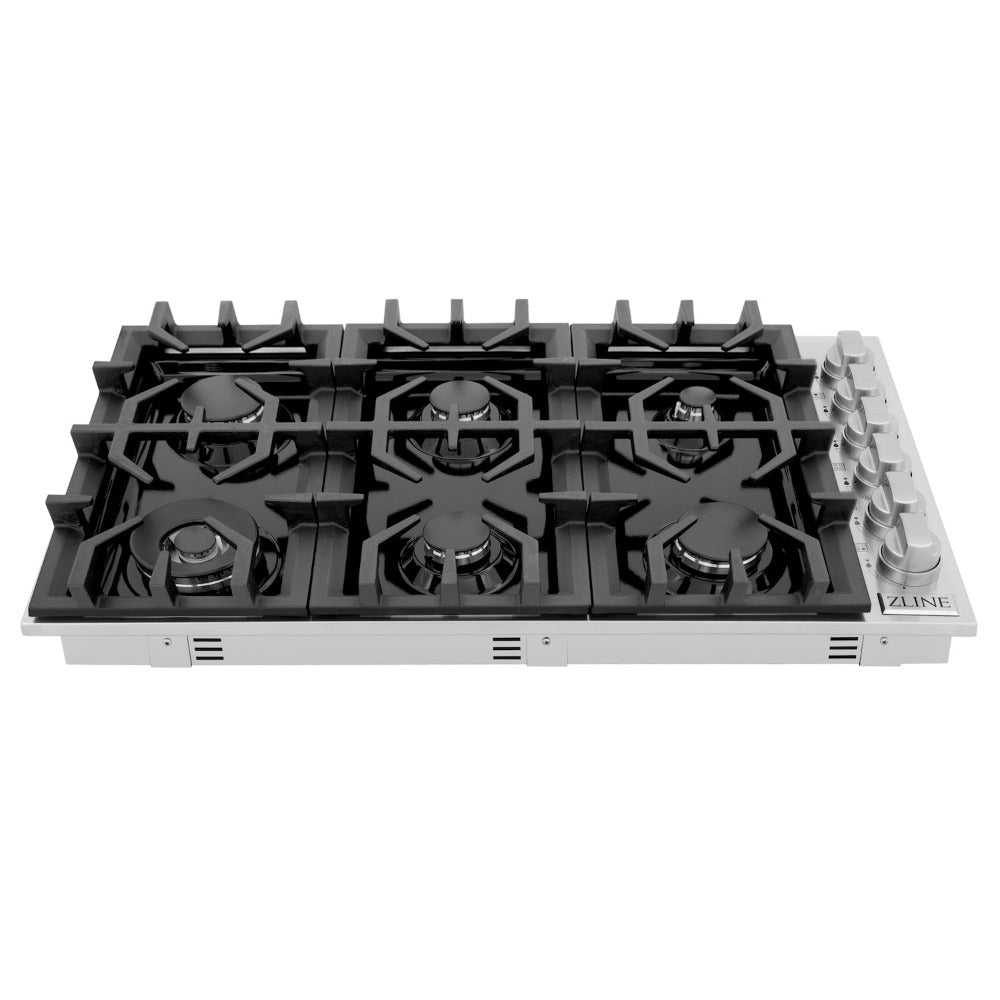 36" Dropin Gas Stovetop with 6 Gas Burners and Porcelain Top RC36PBT