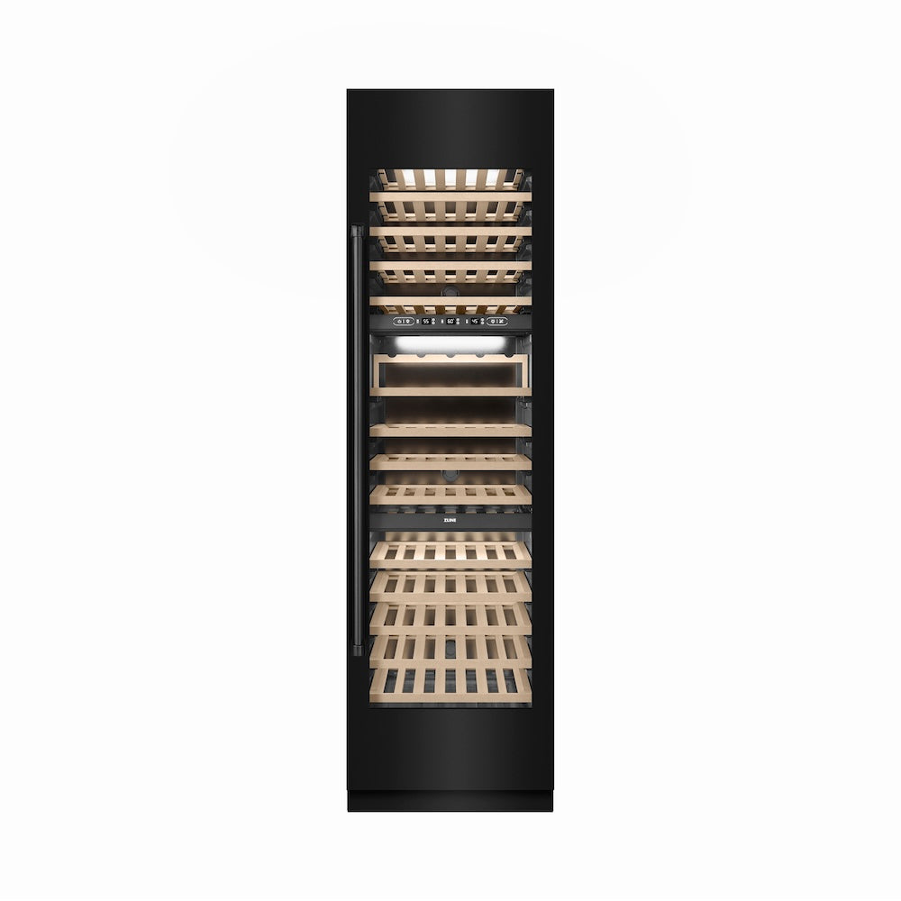 ZLINE 24 in. 12.4 cu. ft. Triple Zone 100 Bottle Column Wine Cooler in Black Stainless Steel (RCWV-BS-24) RCWVBS24