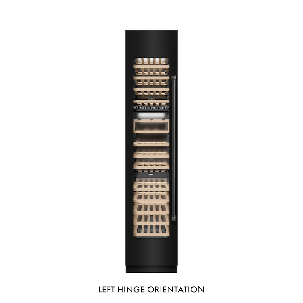 ZLINE 18 in. 9.0 cu. ft. Triple Zone 68 Bottle Left Hinge Column Wine Cooler in Black Stainless Steel (RCWVL-BS-18) RCWVLBS18