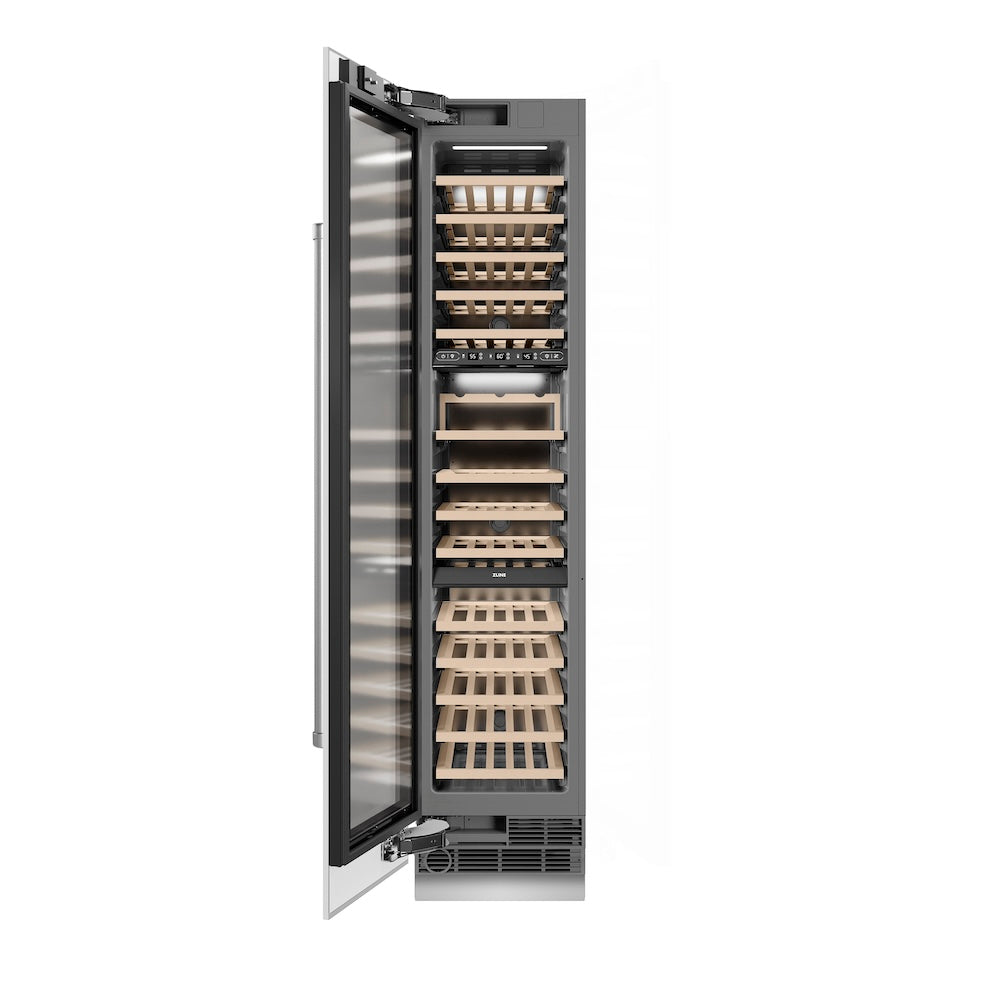ZLINE 18 in. 9.0 cu. ft. Triple Zone 68 Bottle Left Hinge Column Wine Cooler in White Matte (RCWVL-WM-18) RCWVLWM18