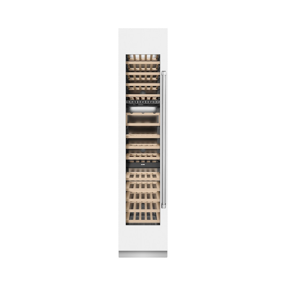 ZLINE 18 in. 9.0 cu. ft. Triple Zone 68 Bottle Left Hinge Column Wine Cooler in White Matte (RCWVL-WM-18) RCWVLWM18