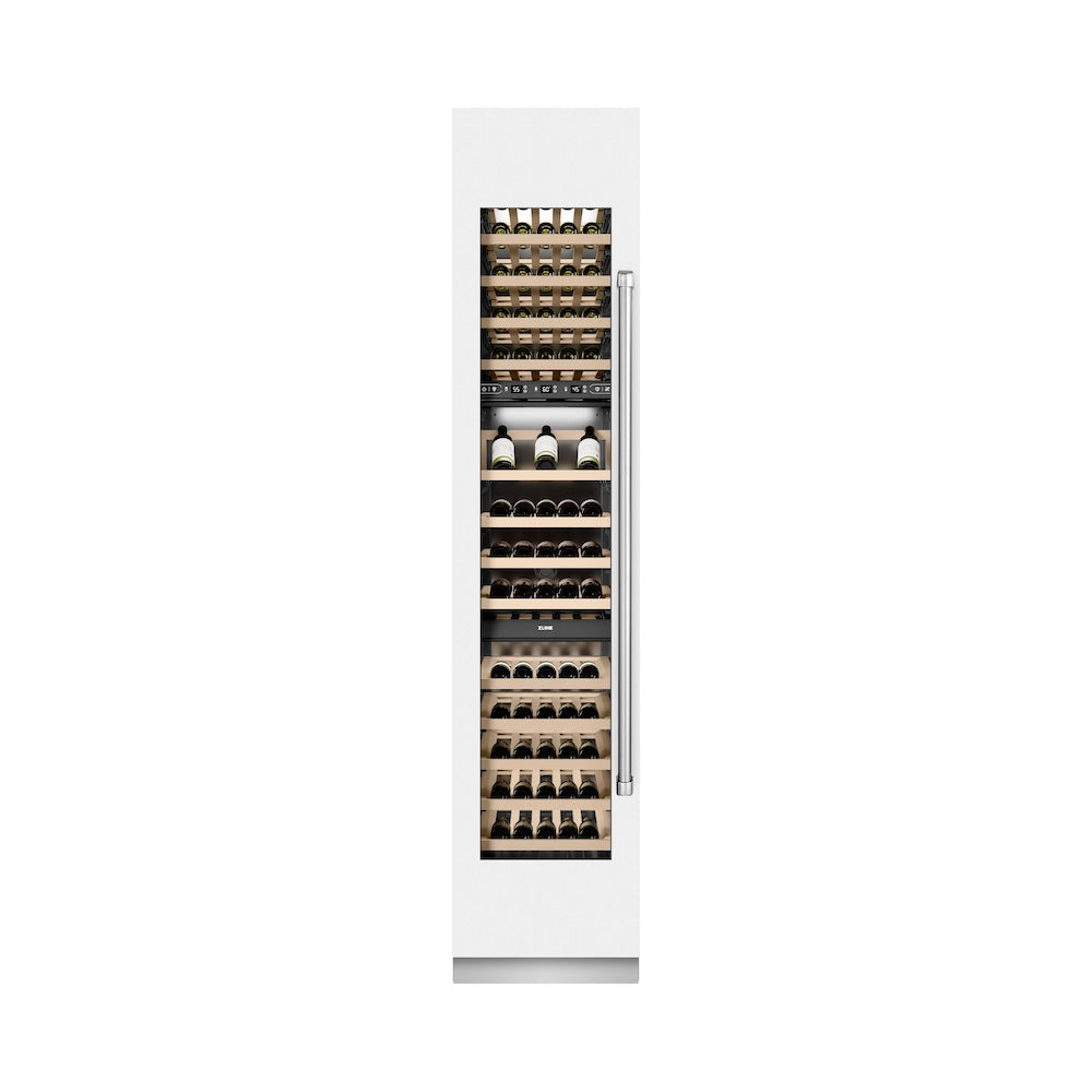 ZLINE 18 in. 9.0 cu. ft. Triple Zone 68 Bottle Left Hinge Column Wine Cooler in White Matte (RCWVL-WM-18) RCWVLWM18