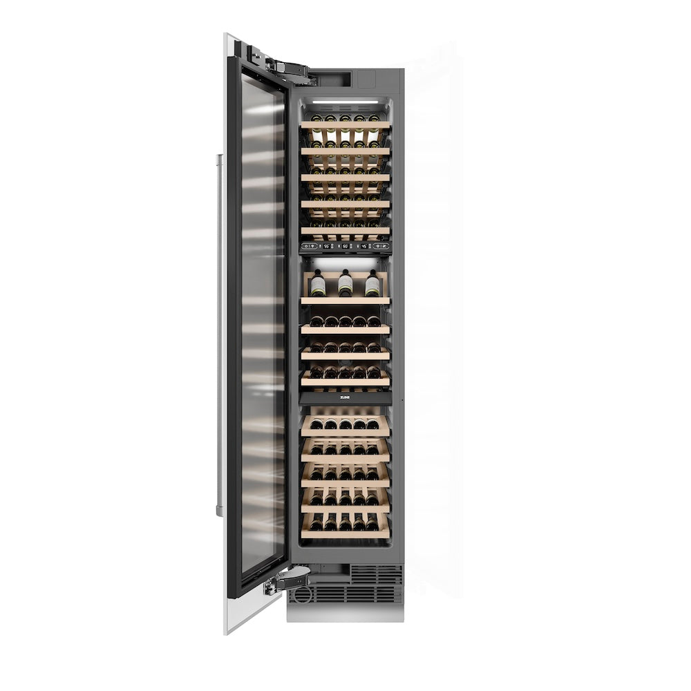 ZLINE 18 in. 9.0 cu. ft. Triple Zone 68 Bottle Left Hinge Column Wine Cooler in White Matte (RCWVL-WM-18) RCWVLWM18