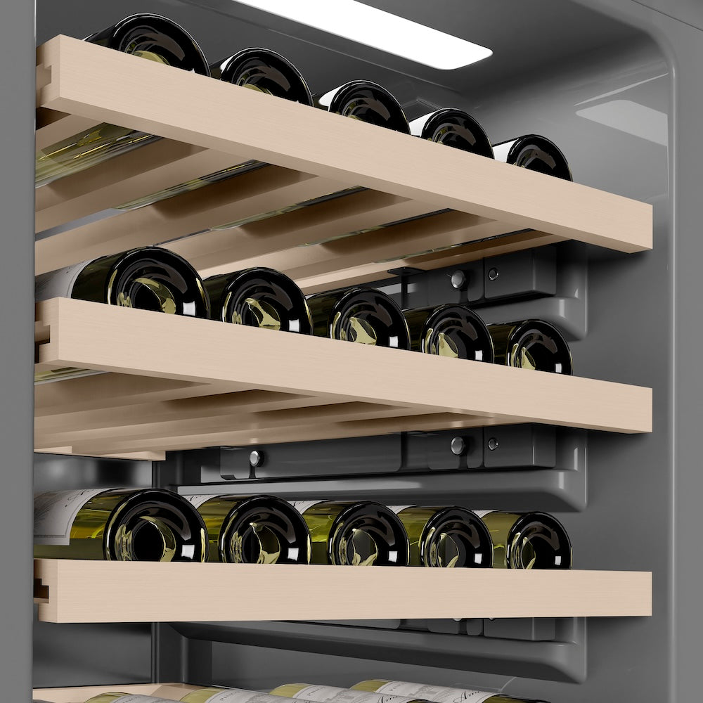 ZLINE 18 in. 9.0 cu. ft. Triple Zone 68 Bottle Left Hinge Column Wine Cooler in White Matte (RCWVL-WM-18) RCWVLWM18