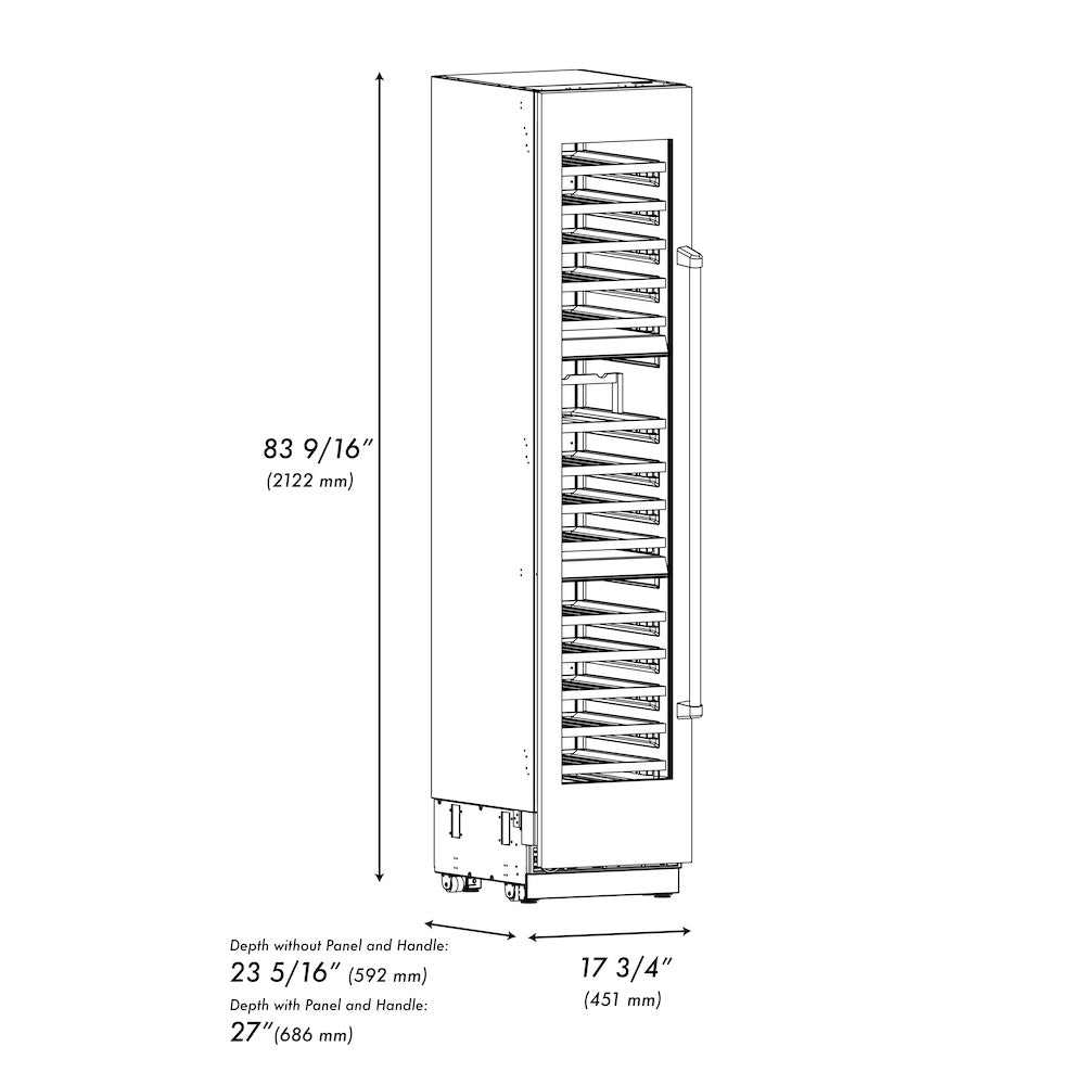 ZLINE 18 in. 9.0 cu. ft. Triple Zone 68 Bottle Left Hinge Column Wine Cooler in White Matte (RCWVL-WM-18) RCWVLWM18