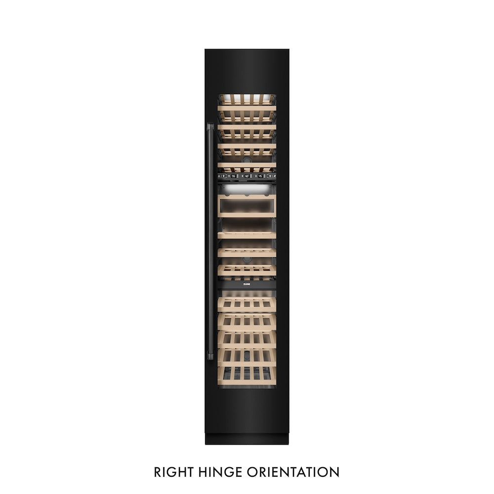 18 in. 9.0 cu. ft. Triple Zone 68 Bottle Right Hinge Column Wine Cooler RCWVRBS18