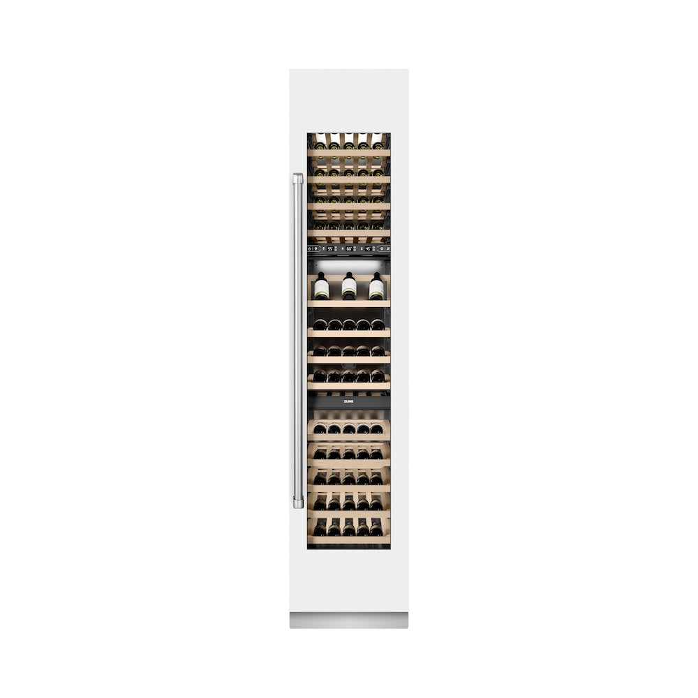 18 In. 9.0 Cu. Ft. Triple Zone 68 Bottle Right Hinge Column Wine Cooler In White Matte RCWVRWM18