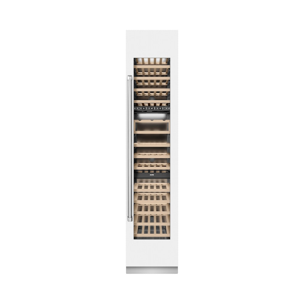 18 In. 9.0 Cu. Ft. Triple Zone 68 Bottle Right Hinge Column Wine Cooler In White Matte RCWVRWM18