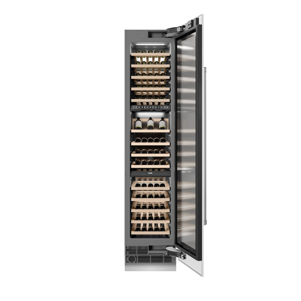 18 In. 9.0 Cu. Ft. Triple Zone 68 Bottle Right Hinge Column Wine Cooler In White Matte RCWVRWM18