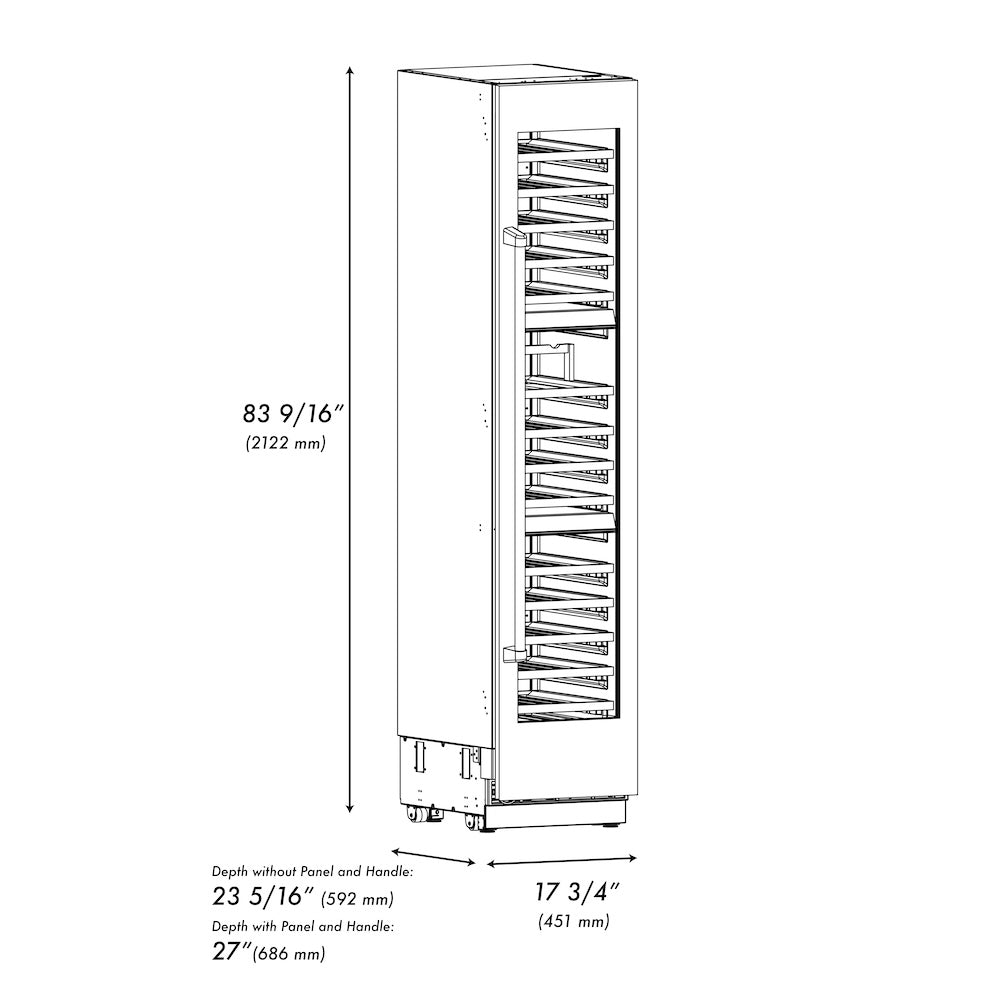 18 In. 9.0 Cu. Ft. Triple Zone 68 Bottle Right Hinge Column Wine Cooler In White Matte RCWVRWM18