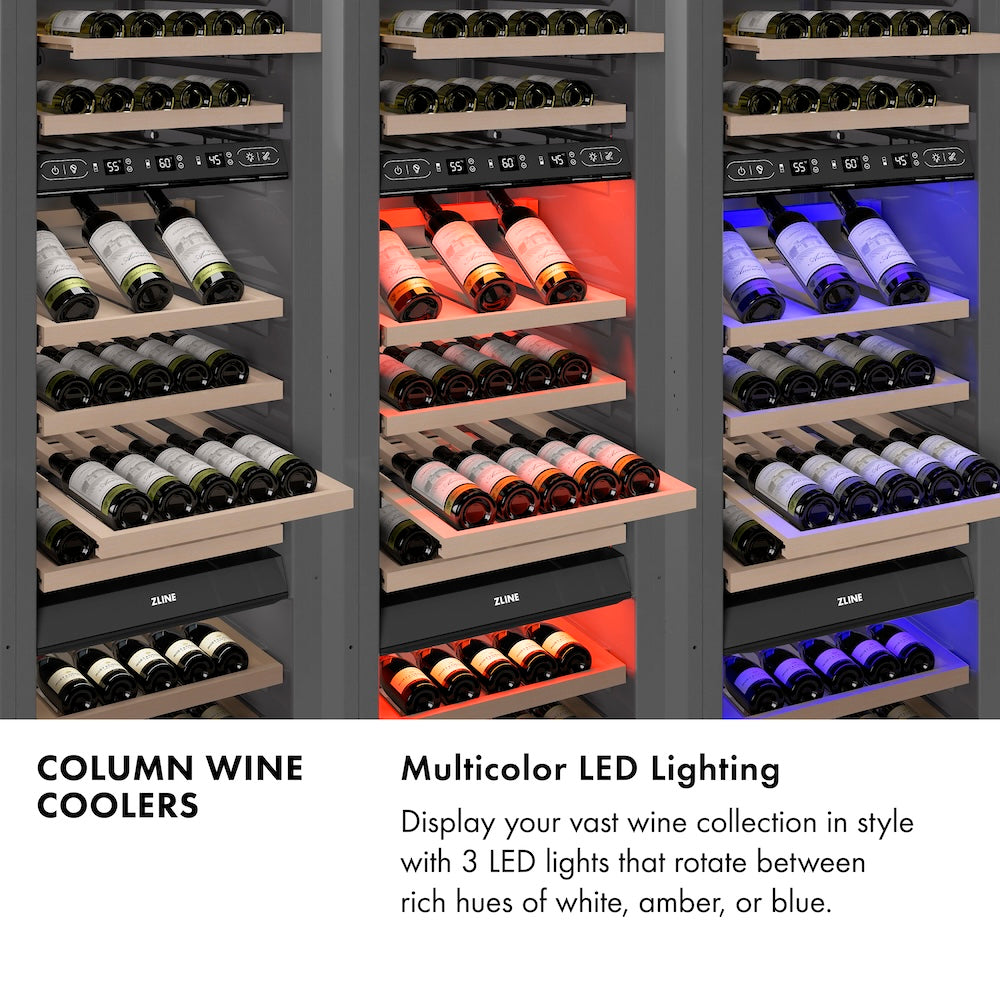 18 In. 9.0 Cu. Ft. Triple Zone 68 Bottle Right Hinge Column Wine Cooler In White Matte RCWVRWM18