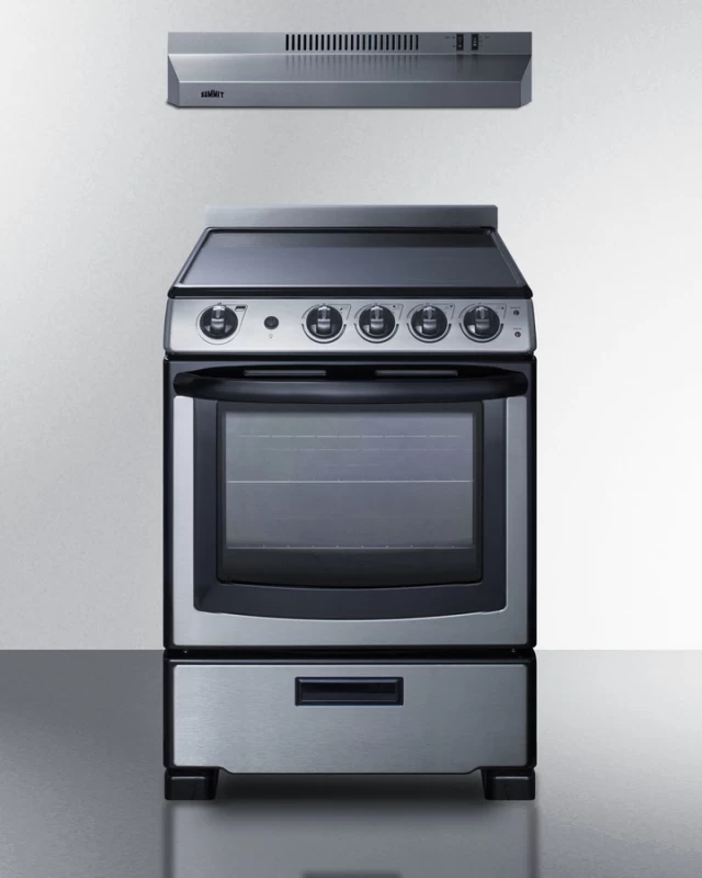 24" Wide Electric Range & Convertible Hood REXH24RSS